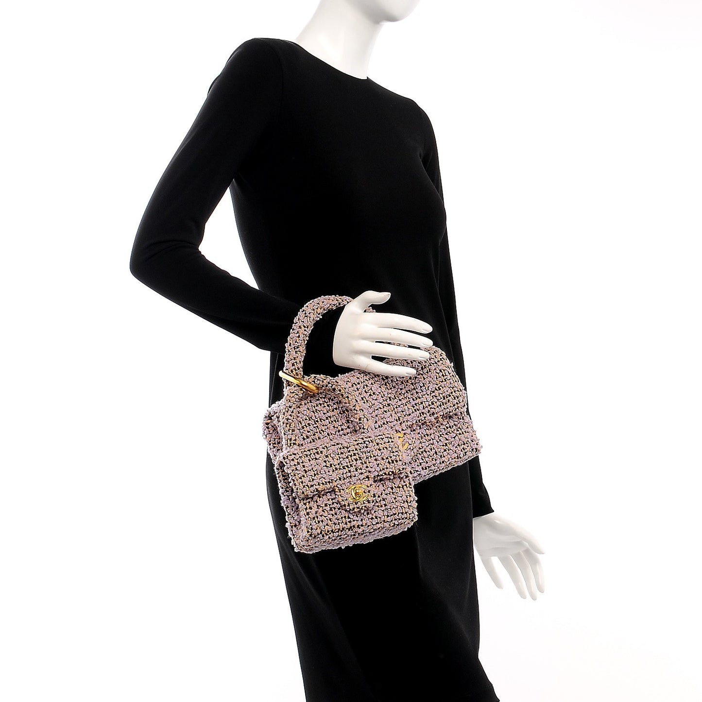 Tweed Kelly Flap Bag Set Pink