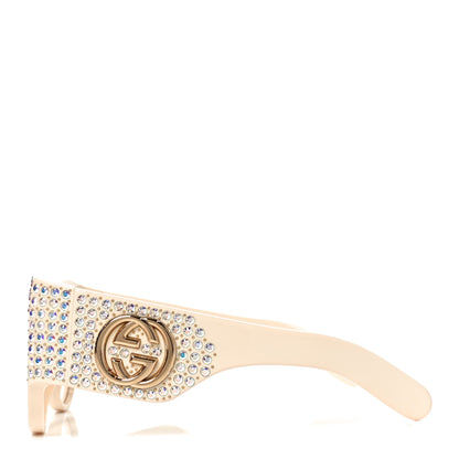 Gucci Acetate Crystal Oversize Hollywood Forever Sunglasses GG0144S Ivory 3 of 7