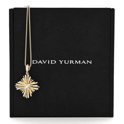 David Yurman 18K Yellow Gold Diamond Angelika Four Point Pendant Necklace 6 of 6