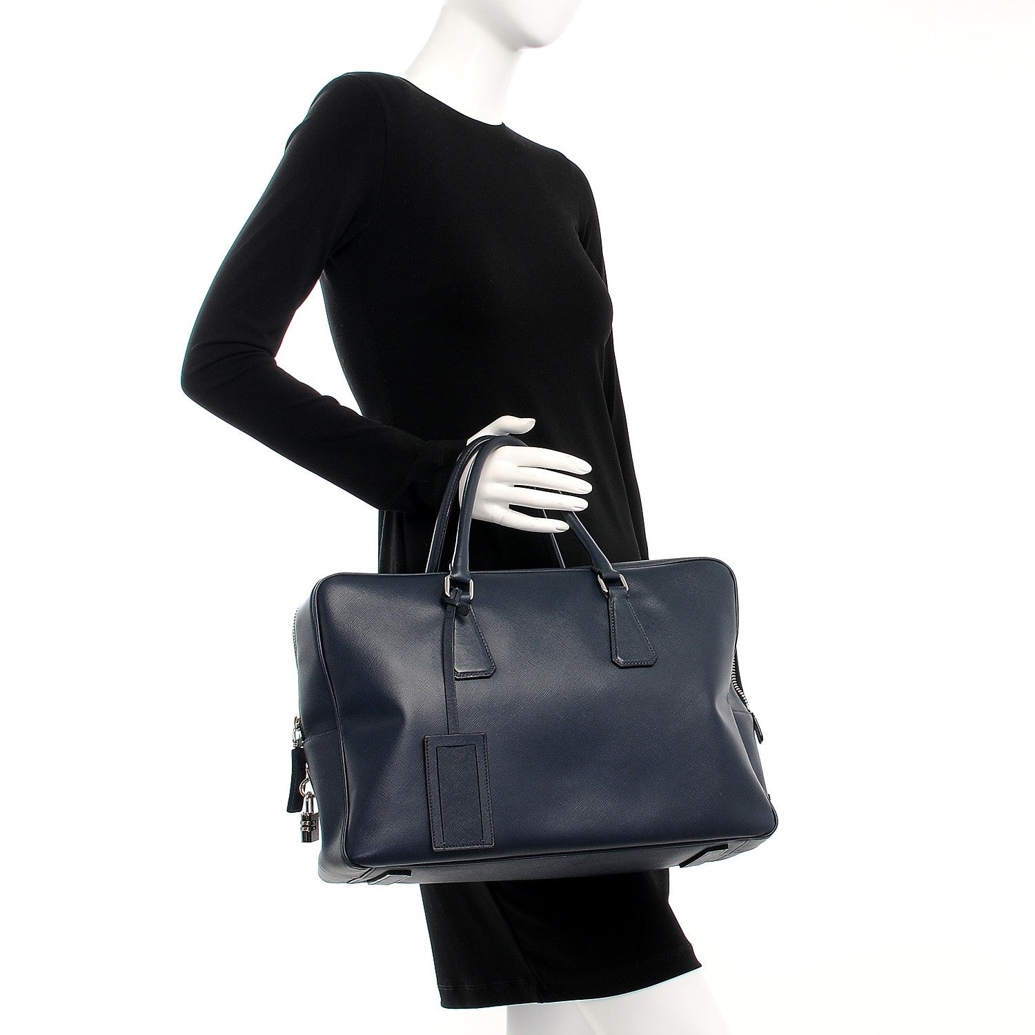 Prada Saffiano Travel Briefcase Baltico 2 of 13