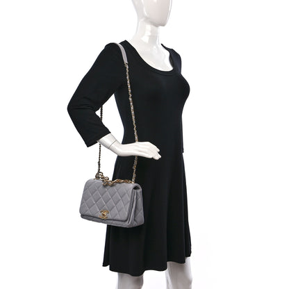 Chanel Lambskin Quilted Medium Color Match Flap Grey 2 of 10