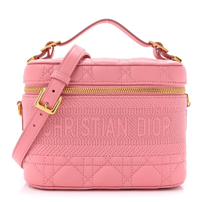 Christian Dior CHRISTIAN DIOR Lambskin Cannage Small Diortravel Vanity Case Pink 1 of 10