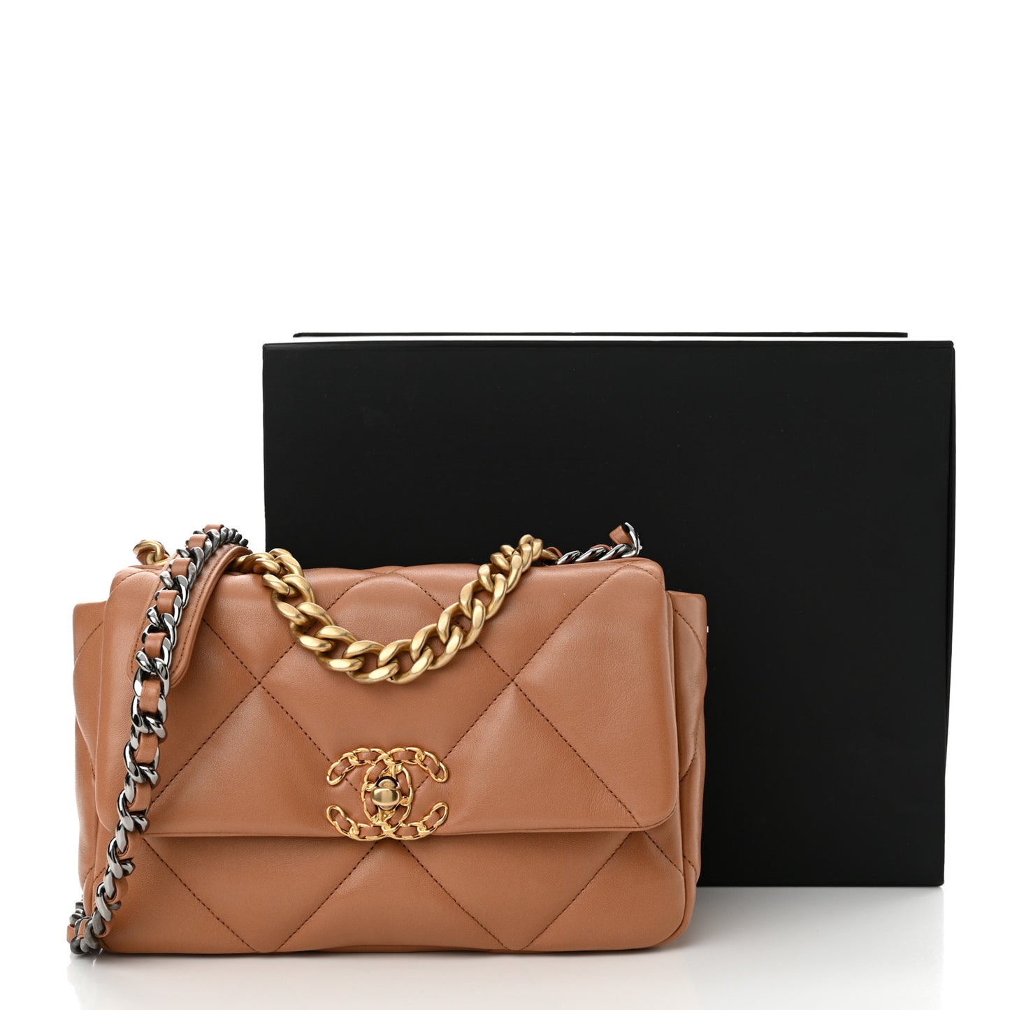Lambskin Quilted Medium Chanel 19 Flap Brown