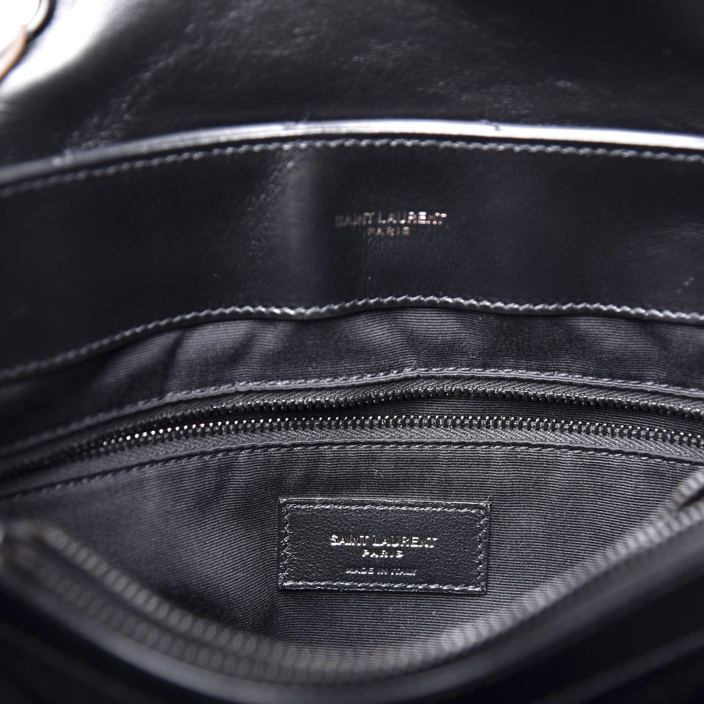 Calfskin Y Quilted Monogram Medium Loulou Chain Satchel Black