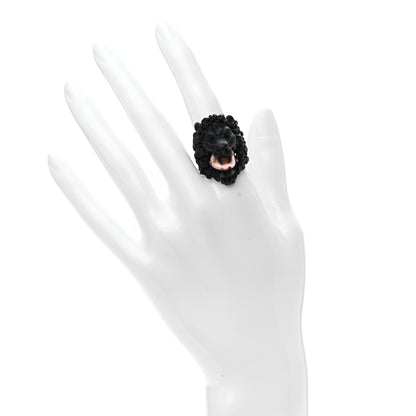 Gucci Glass Pearl Lion Head Ring 7 Black Pink 2 of 7