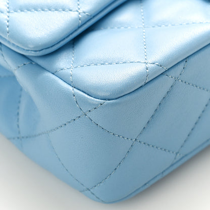 Chanel Lambskin Quilted Small Wenge Wood Flap Light Blue 9 of 10