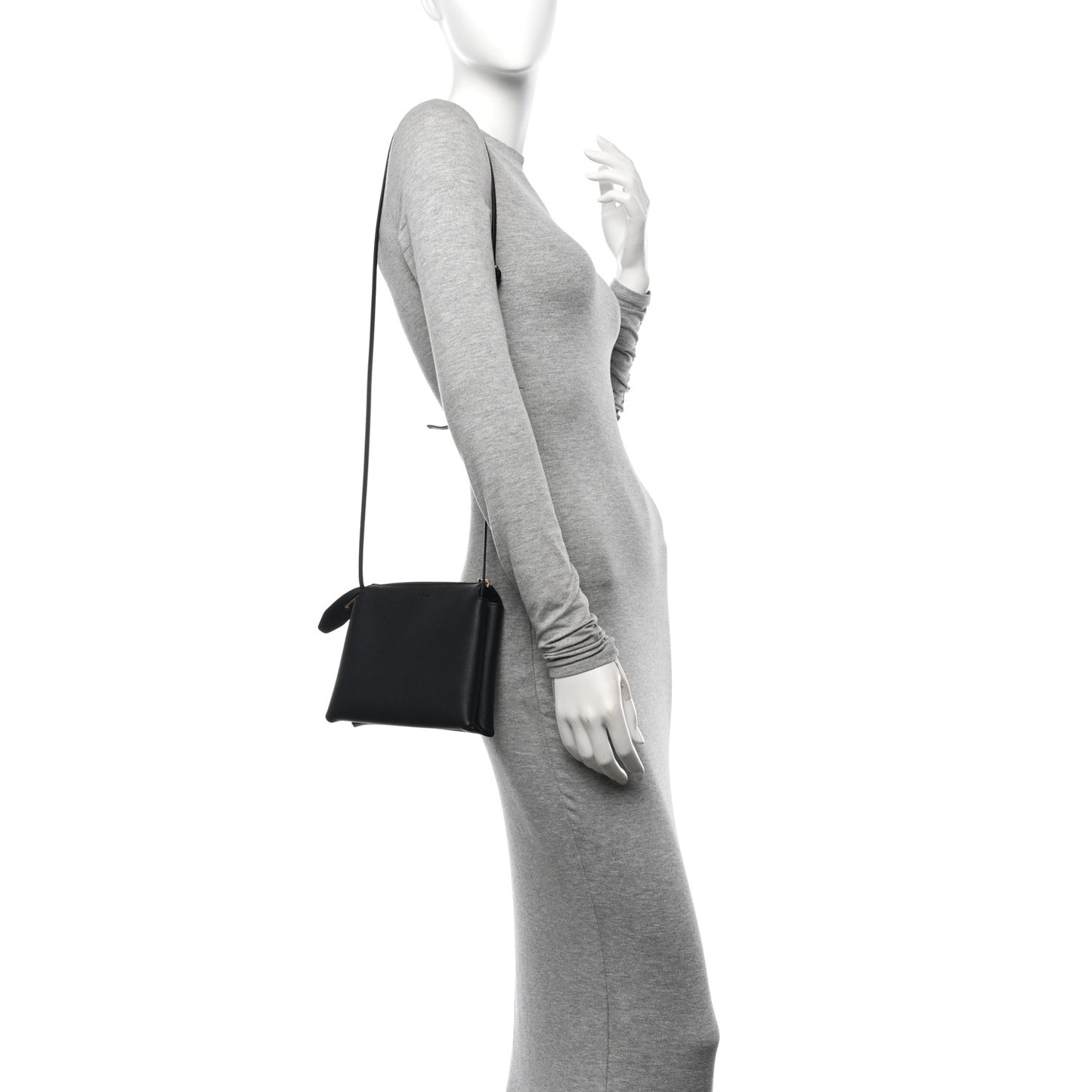 Matte Grained Calfskin Mini Nu Twin Bag Black
