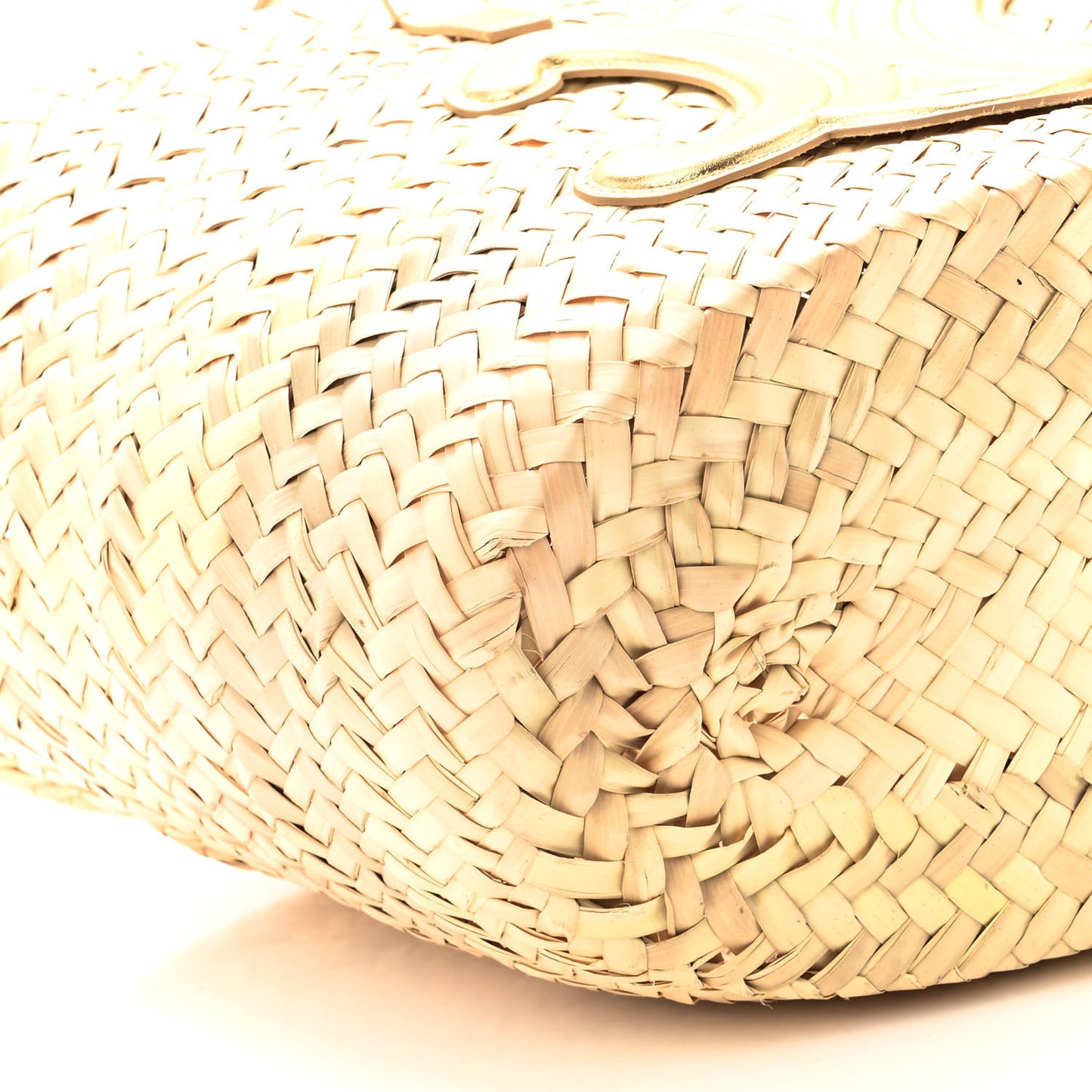 Raffia Calfskin Triomphe Teen Panier Gold