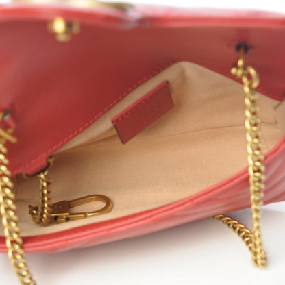 Gucci Calfskin Matelasse Super Mini GG Marmont Shoulder Bag Hibiscus Red 5 of 8