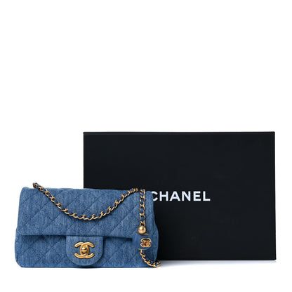 Chanel Denim Quilted Mini Pearl Crush Rectangular Flap Blue 10 of 10