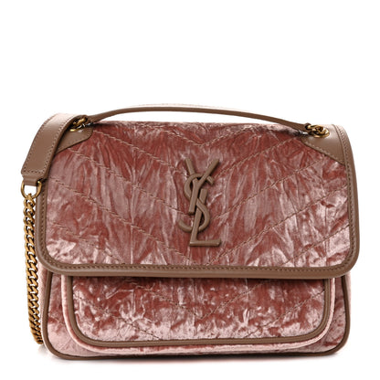 Saint Laurent Velvet Monogram Matelasse Baby Niki Chain Satchel Pink 1 of 9