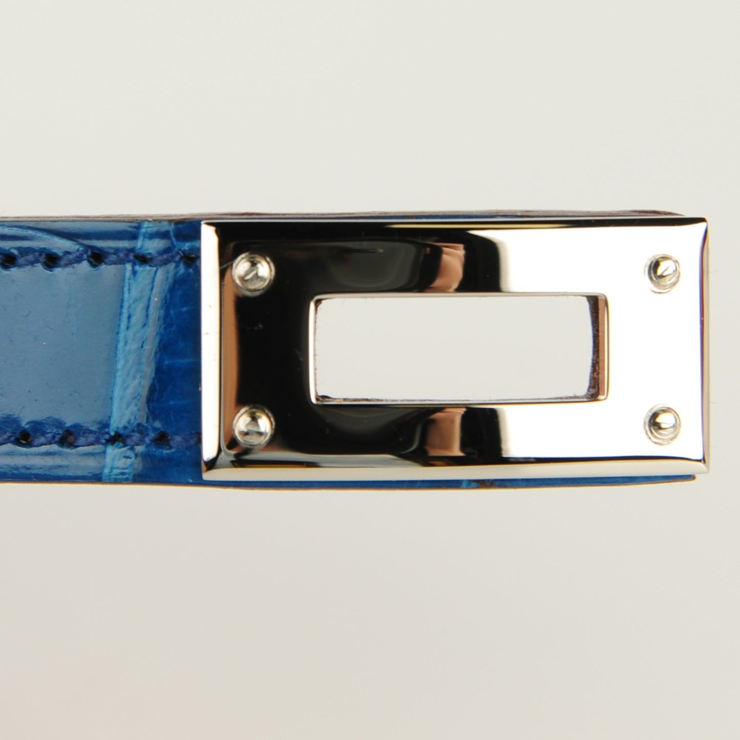 Shiny Alligator Kelly Double Tour Bracelet S Bleu Izmir