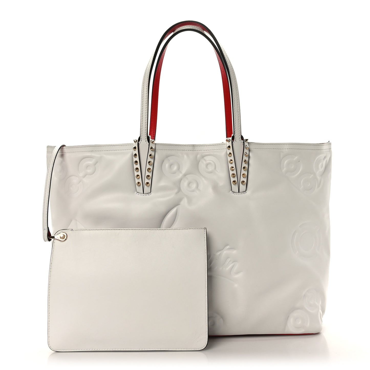 Calfskin Padded Loubinthesky Embossed East West Cabata Tote White