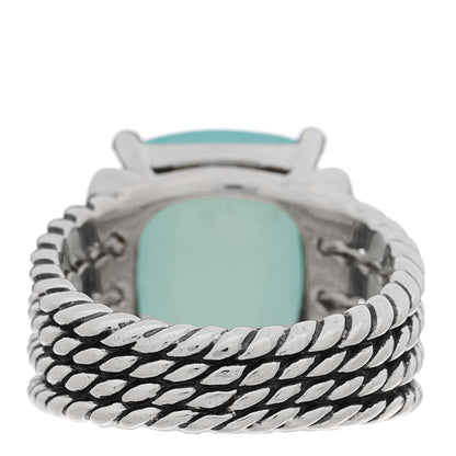 David Yurman Sterling Silver Diamond Chalcedony 16mm Wheaton Ring 56 7.75 4 of 5