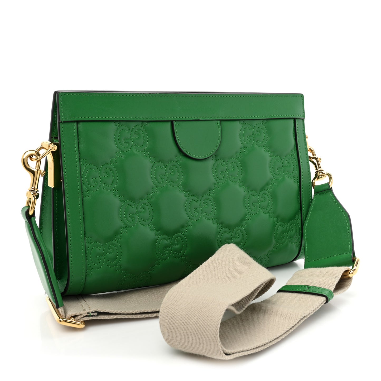 Calfskin GG Matelasse Small Slim Chain Shoulder Bag Spring Green Natural
