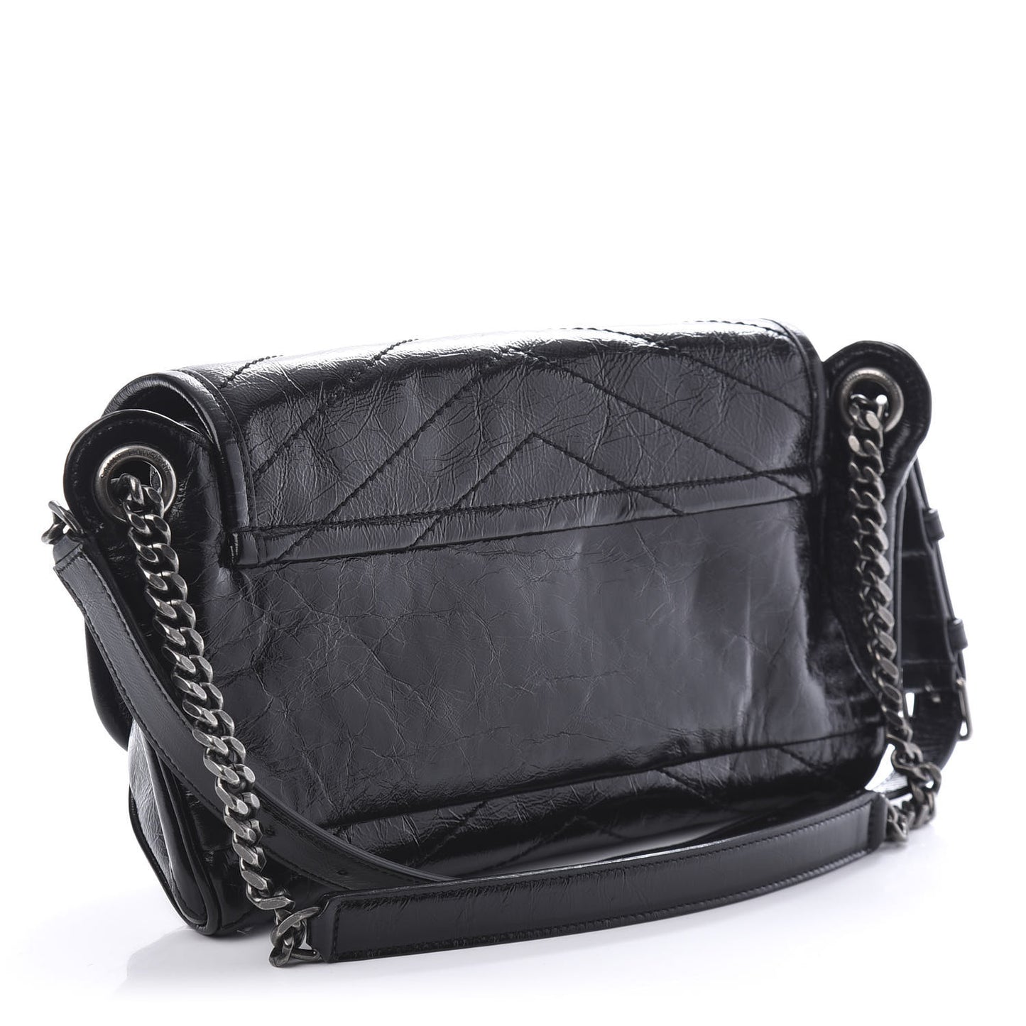 Crinkled Calfskin Matelasse Monogram Niki Body Bag Black