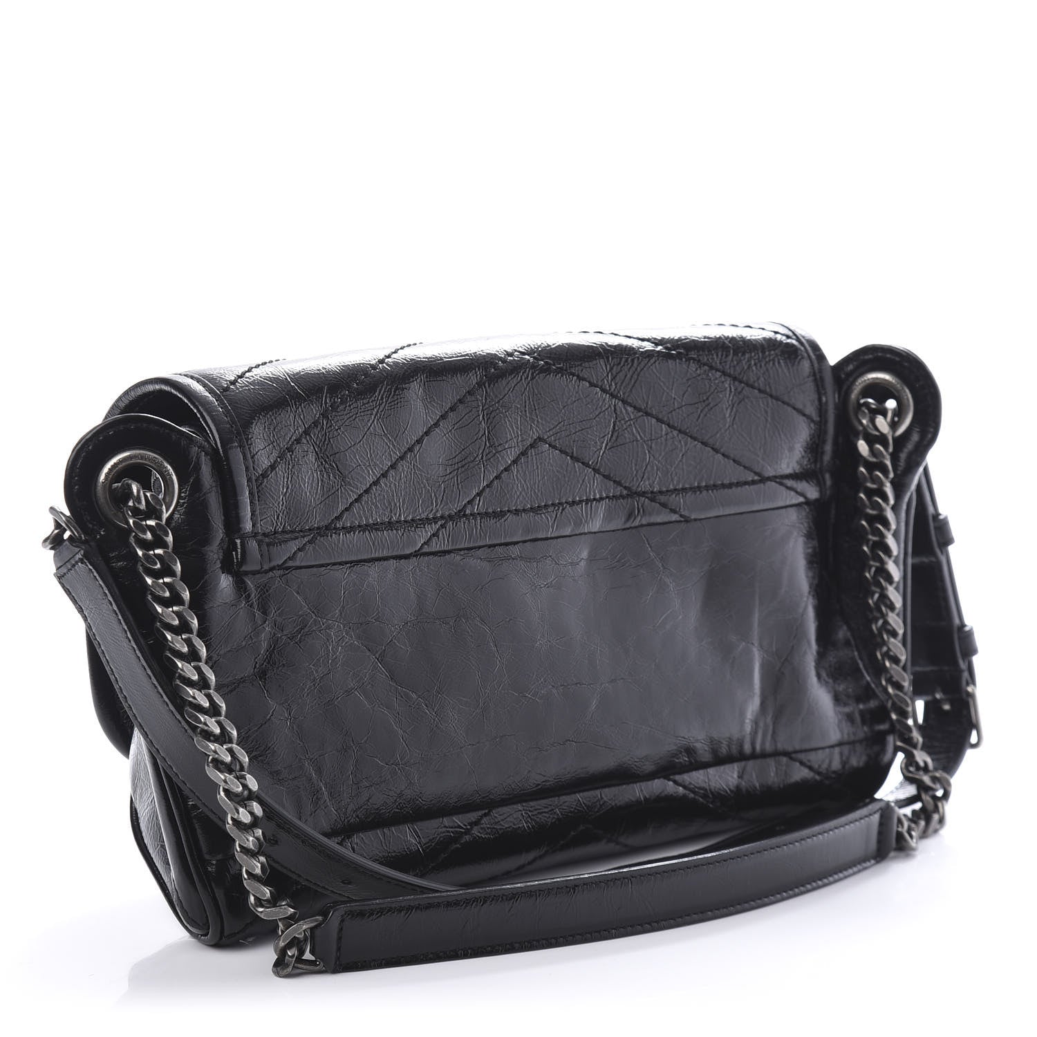 Saint Laurent Crinkled Calfskin Matelasse Monogram Niki Body Bag Black 4 of 10