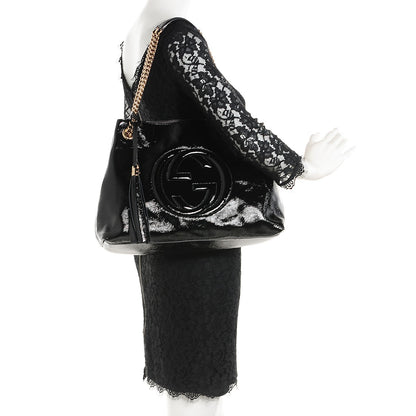 Gucci Patent Medium Soho Chain Shoulder Bag Black 2 of 8