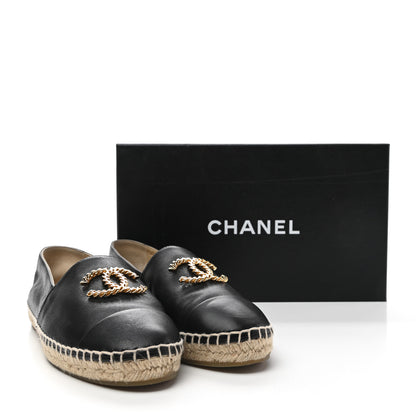 Chanel Calfskin Chain CC Espadrilles 38 Black 11 of 11