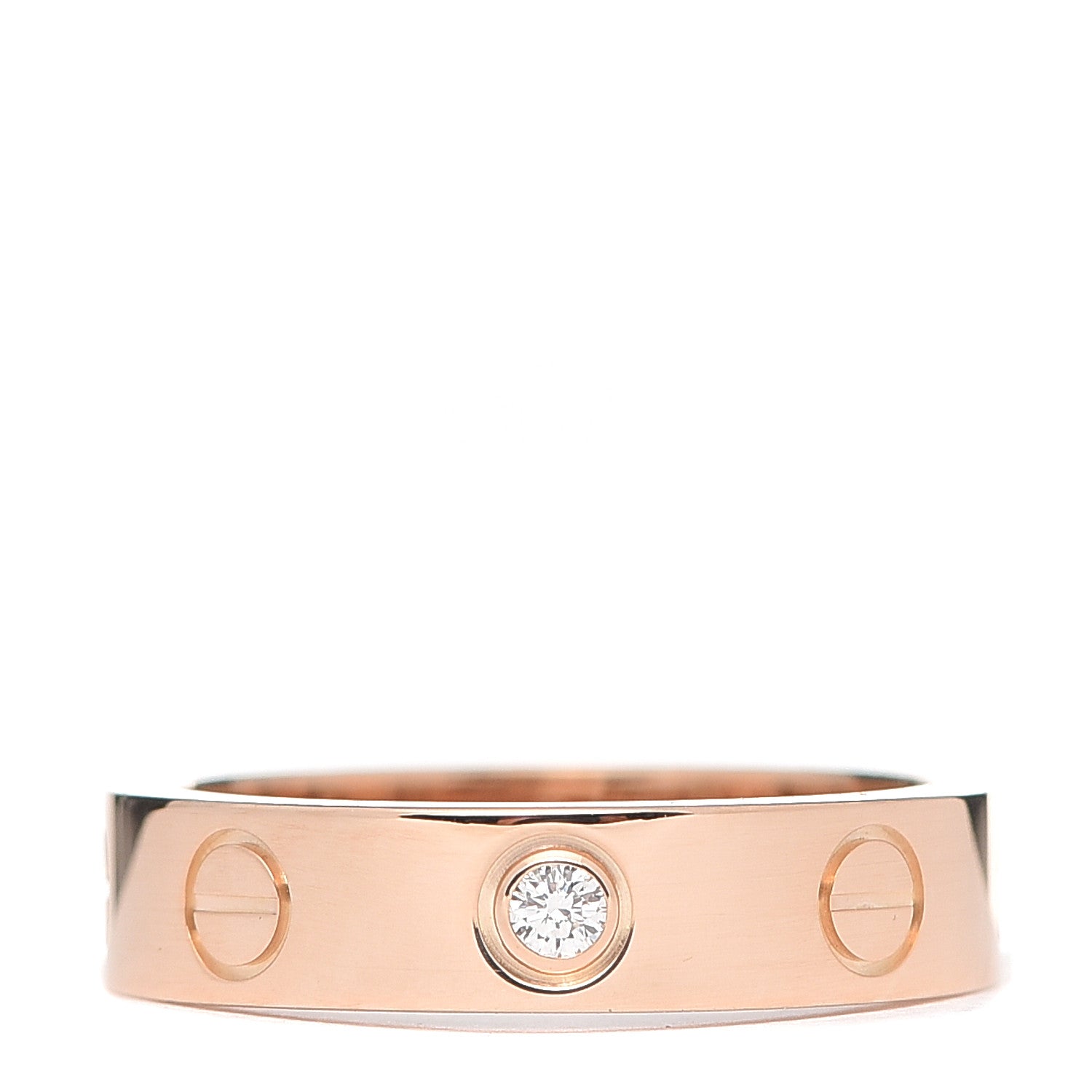 Cartier 18K Pink Gold Diamond 4mm LOVE Wedding Band Ring 46 3.75 1 of 4