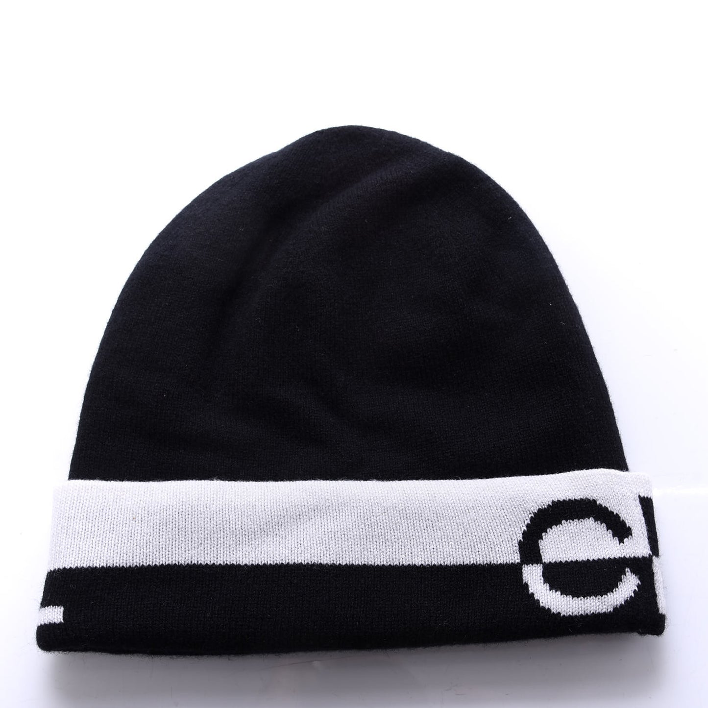 Cashmere Logo Beanie Hat White Black