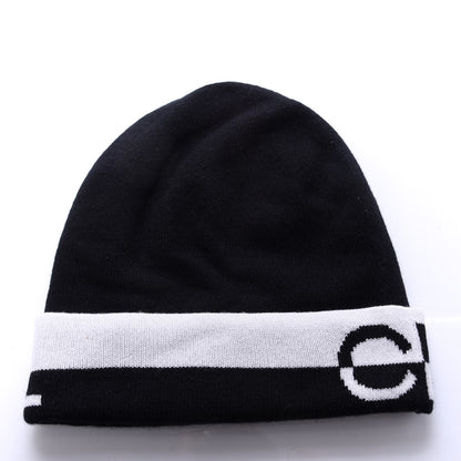 Chanel Cashmere Logo Beanie Hat White Black 2 of 3