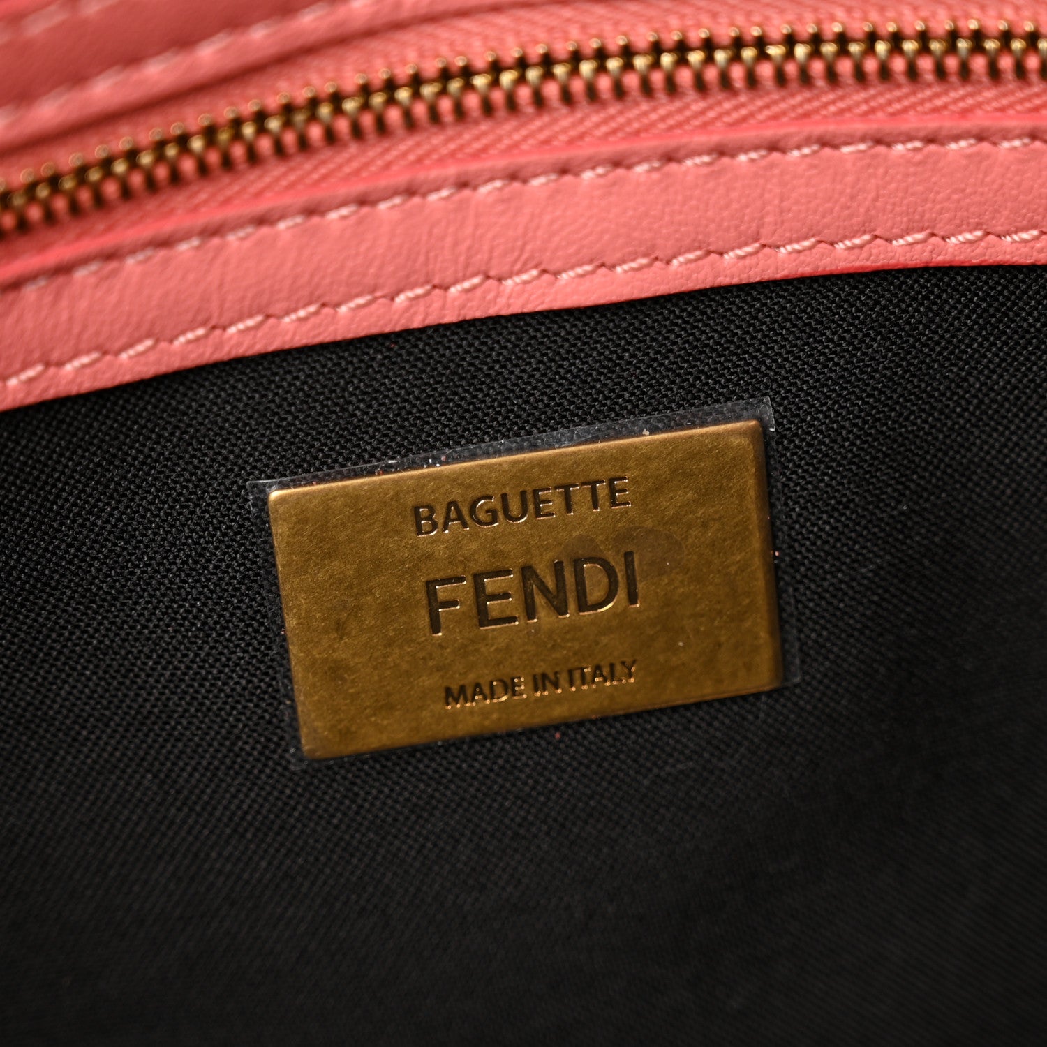 Fendi Nappa FF 1974 Embossed Baguette Rosa Pesca 6 of 10