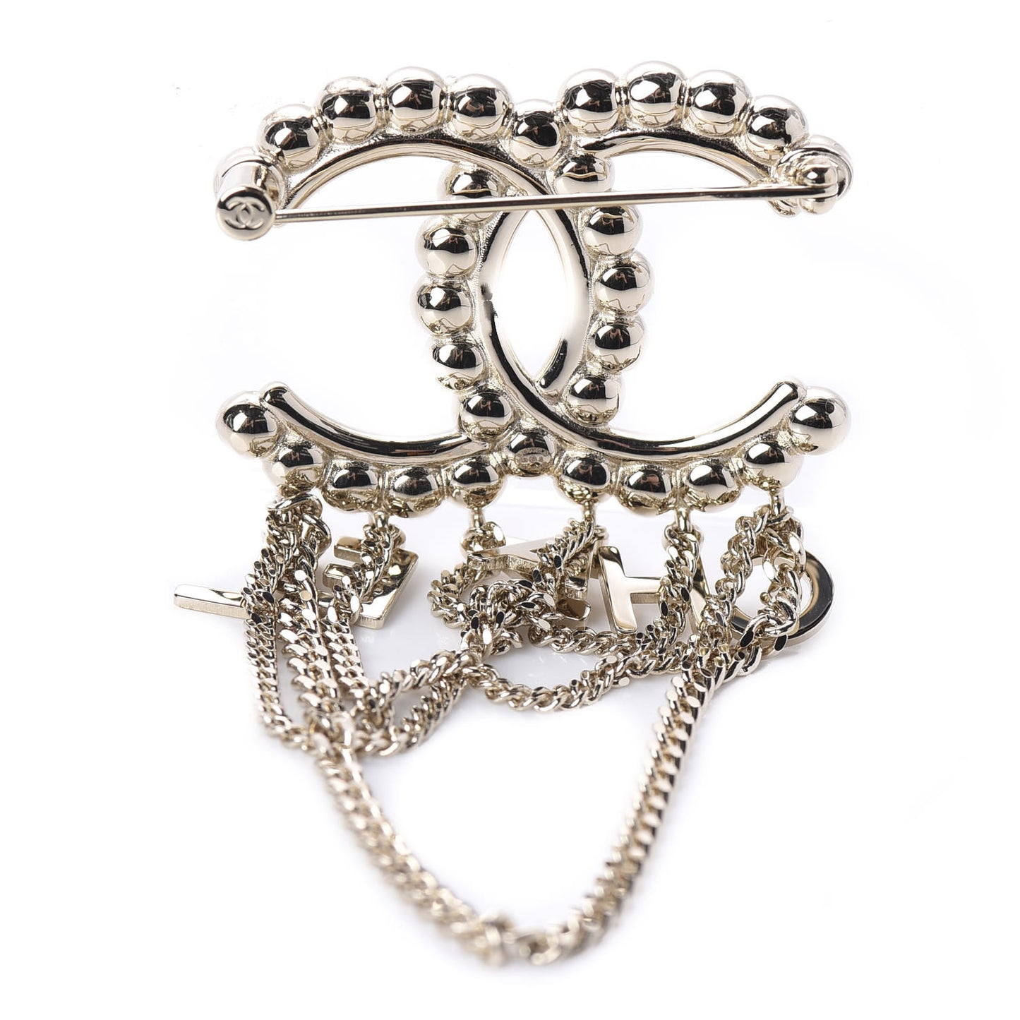 Metal Crystal Bow-tiful CC Chain Brooch Gold