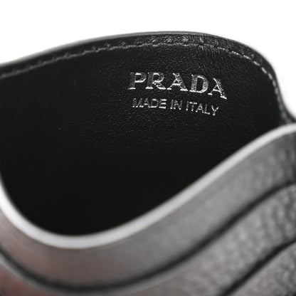 Prada Vitello Daino Triangle Card Holder Black 6 of 8