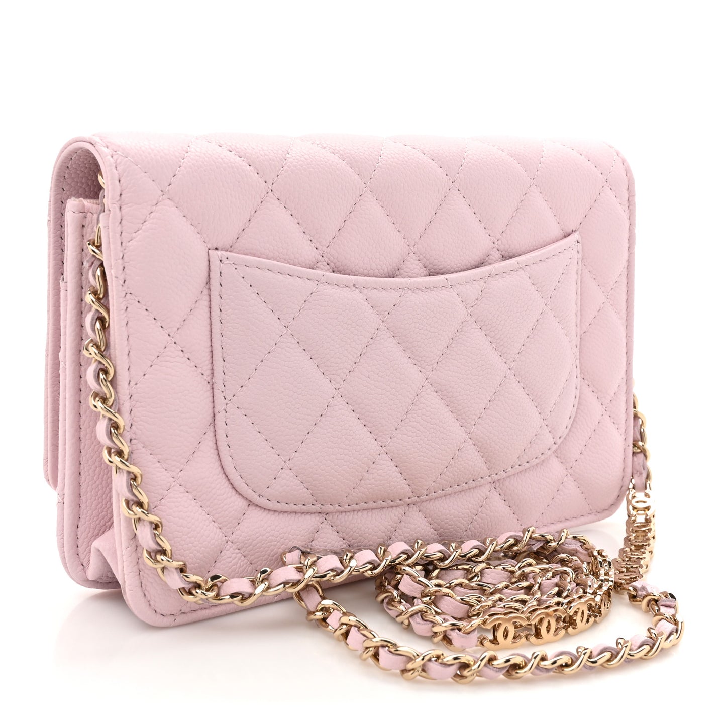 Caviar Quilted Tiny CC Wallet On Chain WOC Light Pink