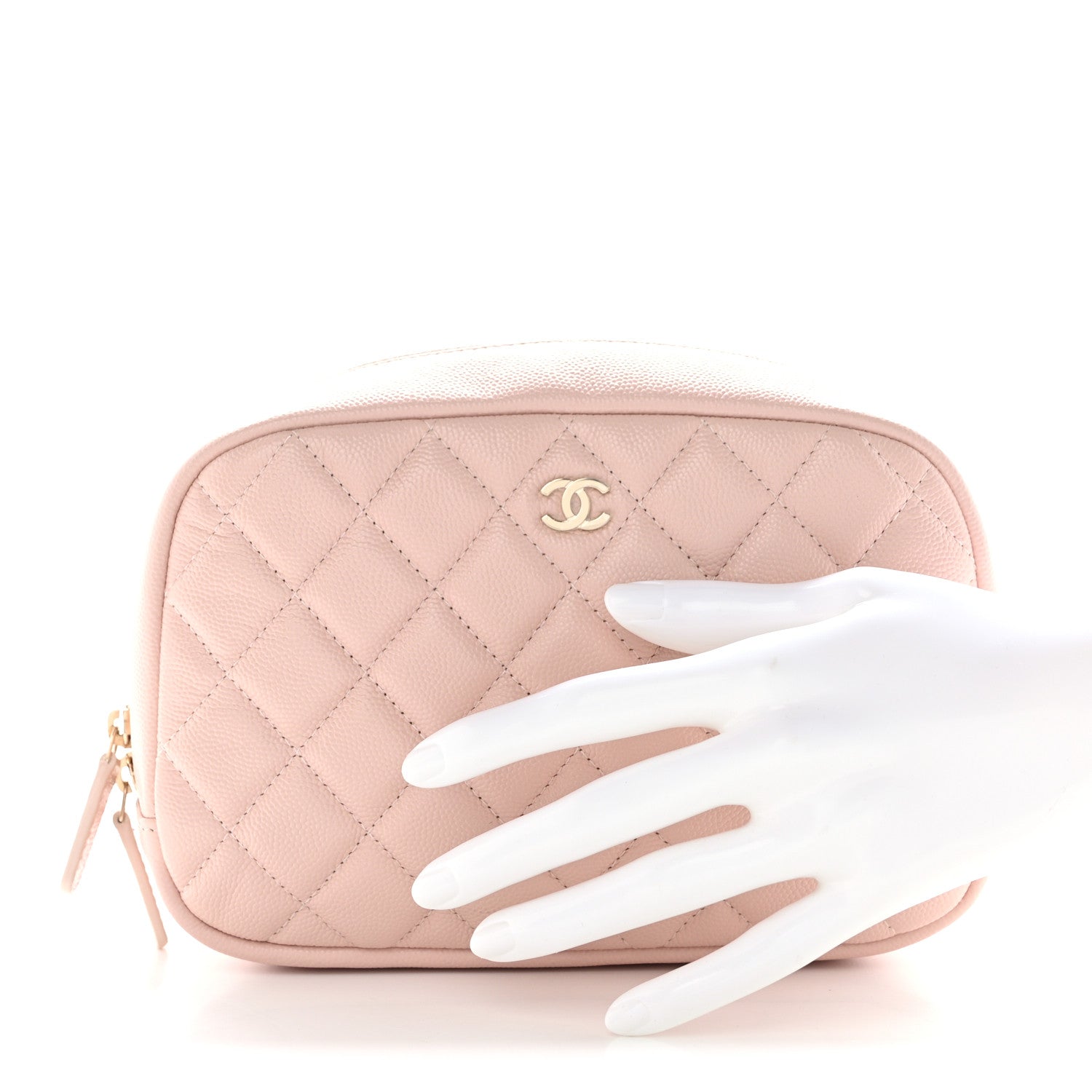 Chanel Caviar Quilted Medium Curvy Pouch Cosmetic Case Light Pink 2 of 7