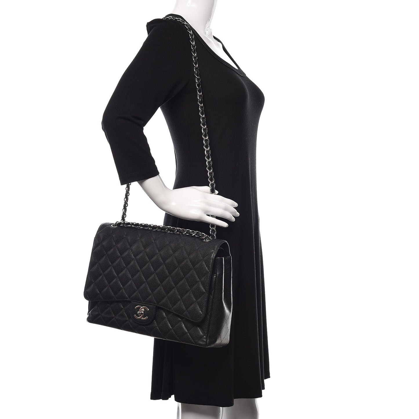 Caviar Quilted Maxi Double Flap Black