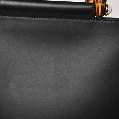 Gucci Nappa Bamboo Medium Nymphaea Top Handle Bag Black 11 of 14