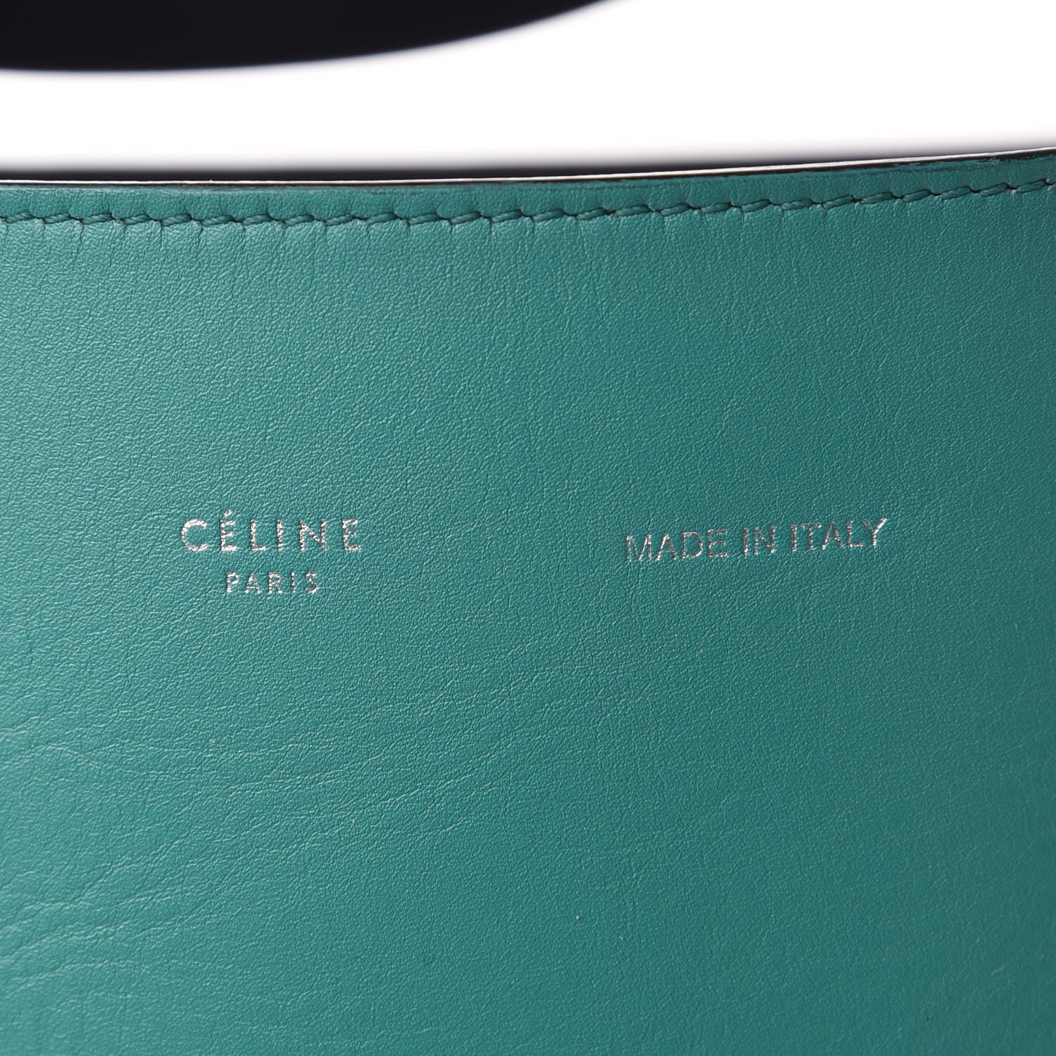 Celine Shiny Smooth Calfskin Small Twisted Cabas Turquoise Black 9 of 10