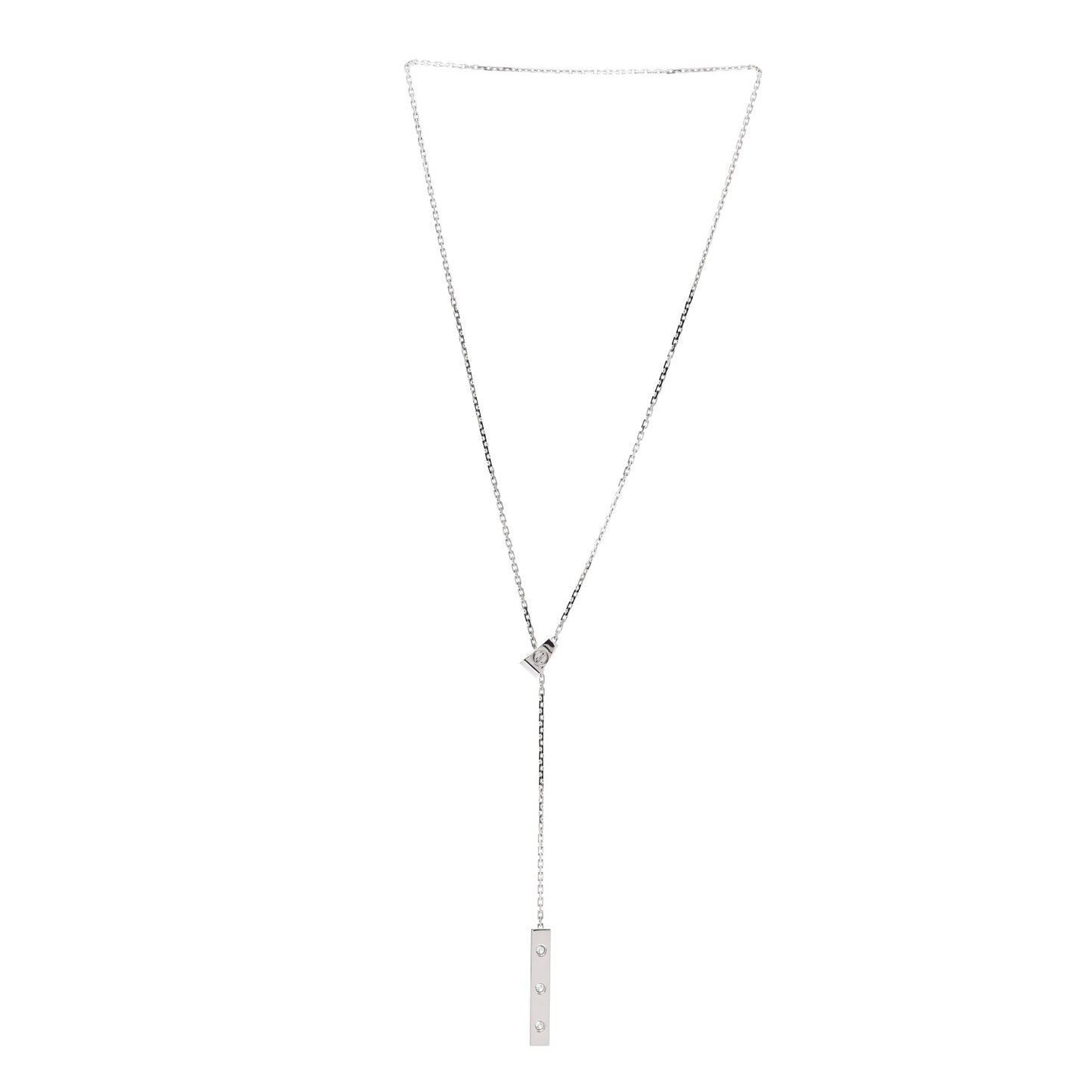 18K White Gold Diamond LOVE Lariat Necklace