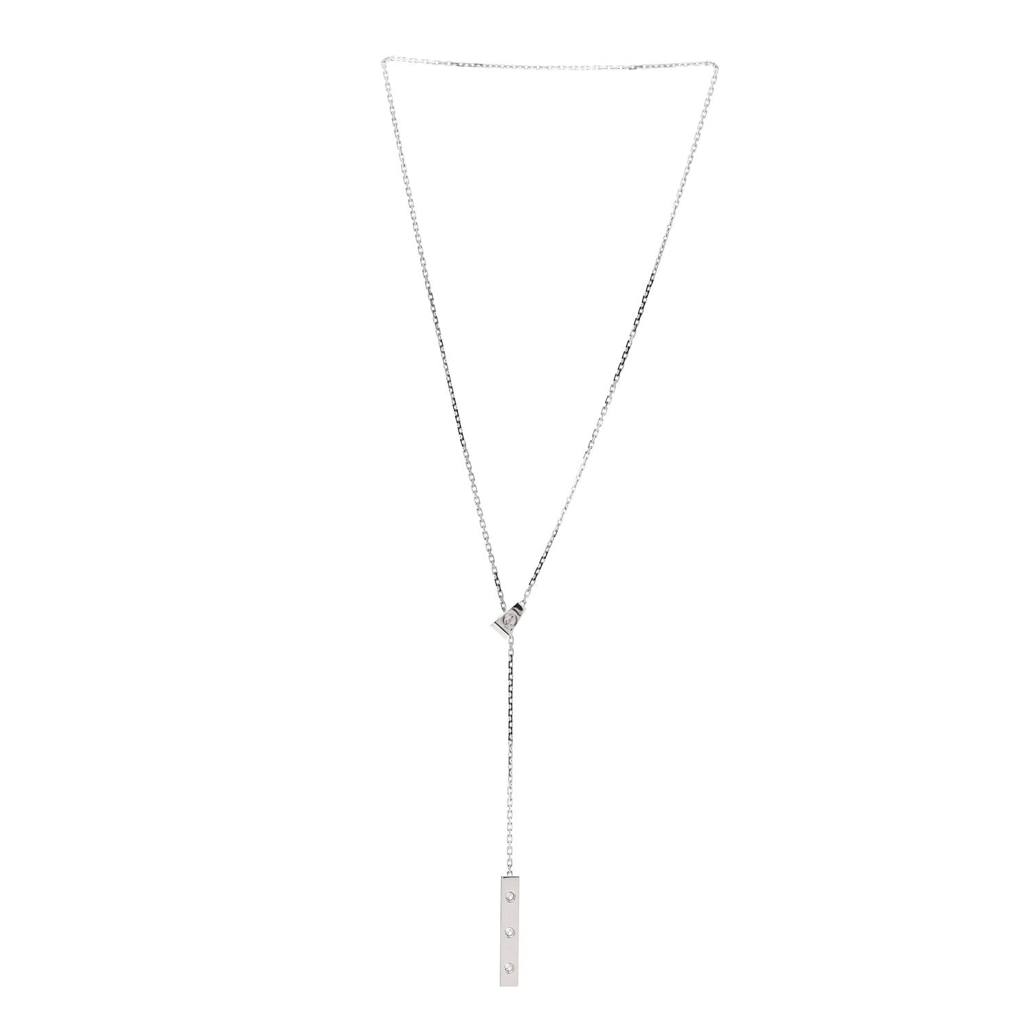 Cartier 18K White Gold Diamond LOVE Lariat Necklace 3 of 5
