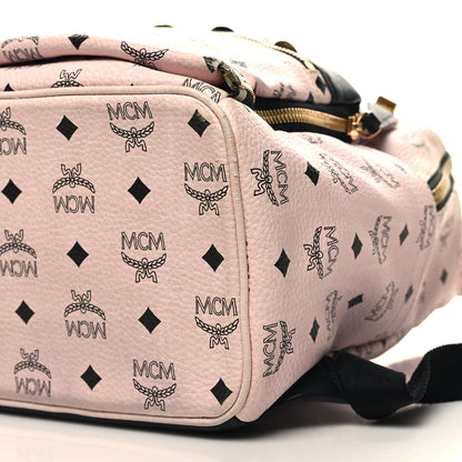 MCM Visetos Studded Dual Stark Backpack Chalk Pink Black 9 of 12