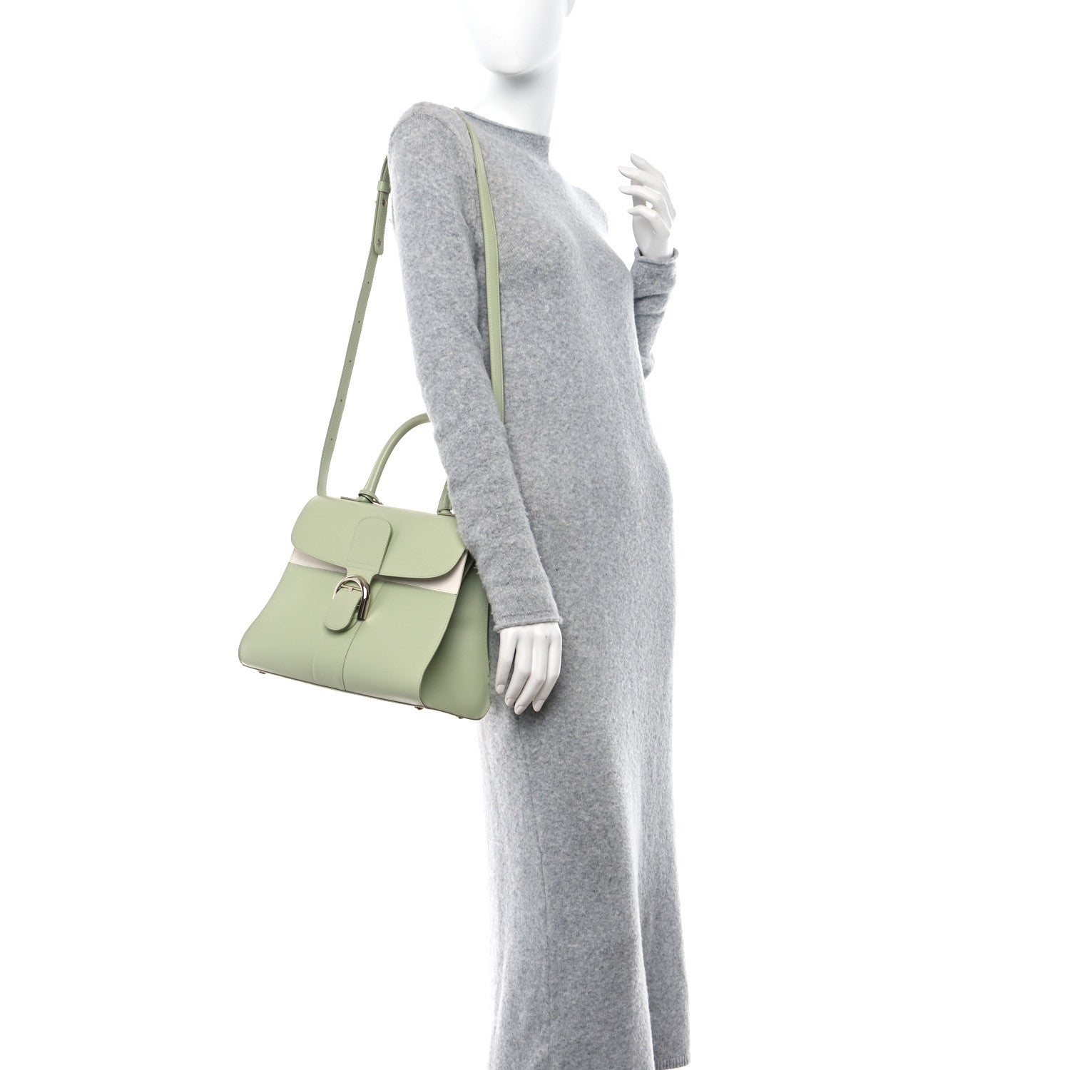 Delvaux Box Calfskin Mirage MM Brillant Satchel Amande Ivory 2 of 12