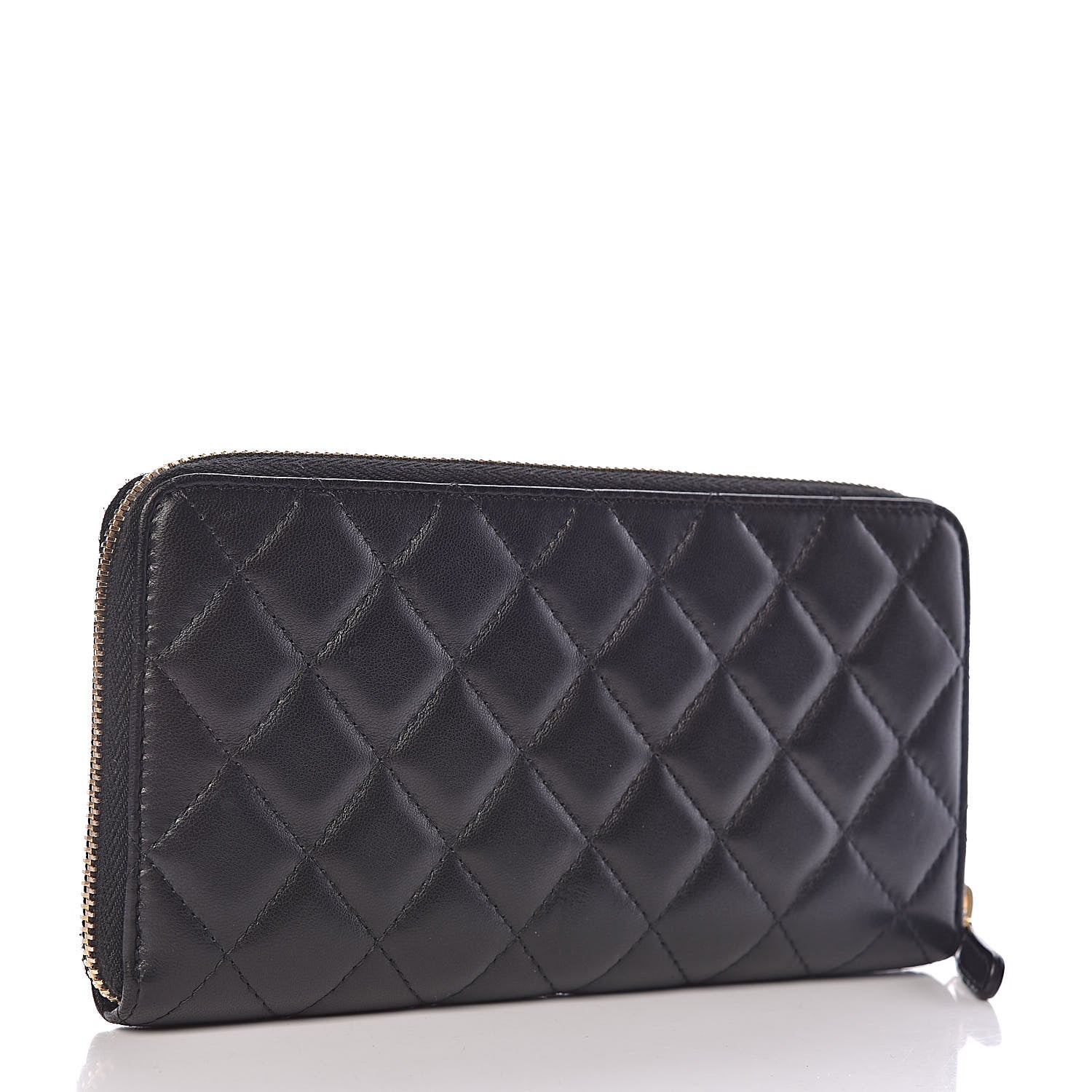 Chanel Lambskin Quilted Large Gusset Zip Around Wallet Black 3 of 8