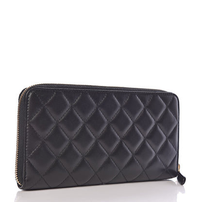 Chanel Lambskin Quilted Large Gusset Zip Around Wallet Black 3 of 8