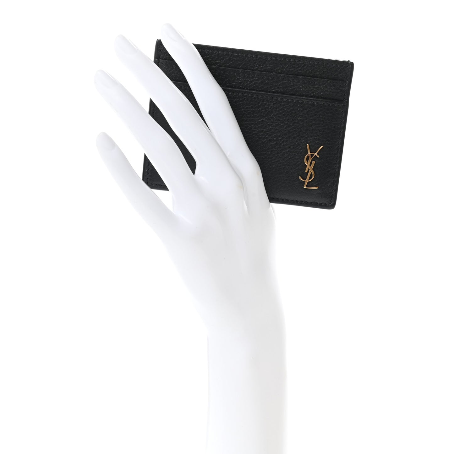 Calfskin Tiny Cassandre Credit Card Case Black