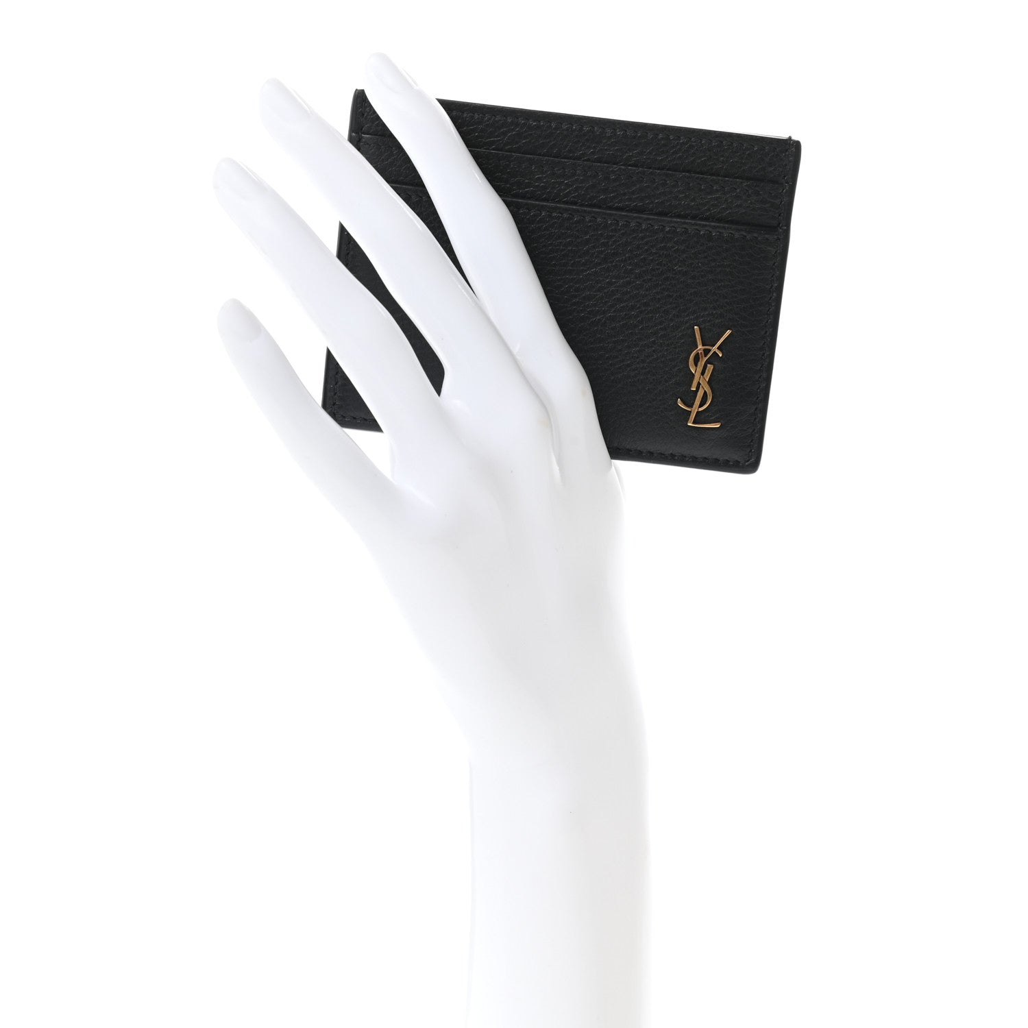 Saint Laurent Calfskin Tiny Cassandre Credit Card Case Black 2 of 6