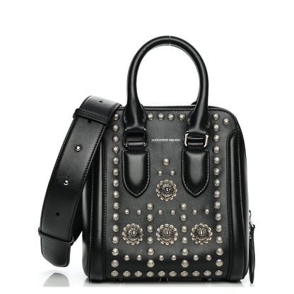 Alexander McQueen Calfskin Studded Crystal Embellished Small Heroine Black 1 of 7