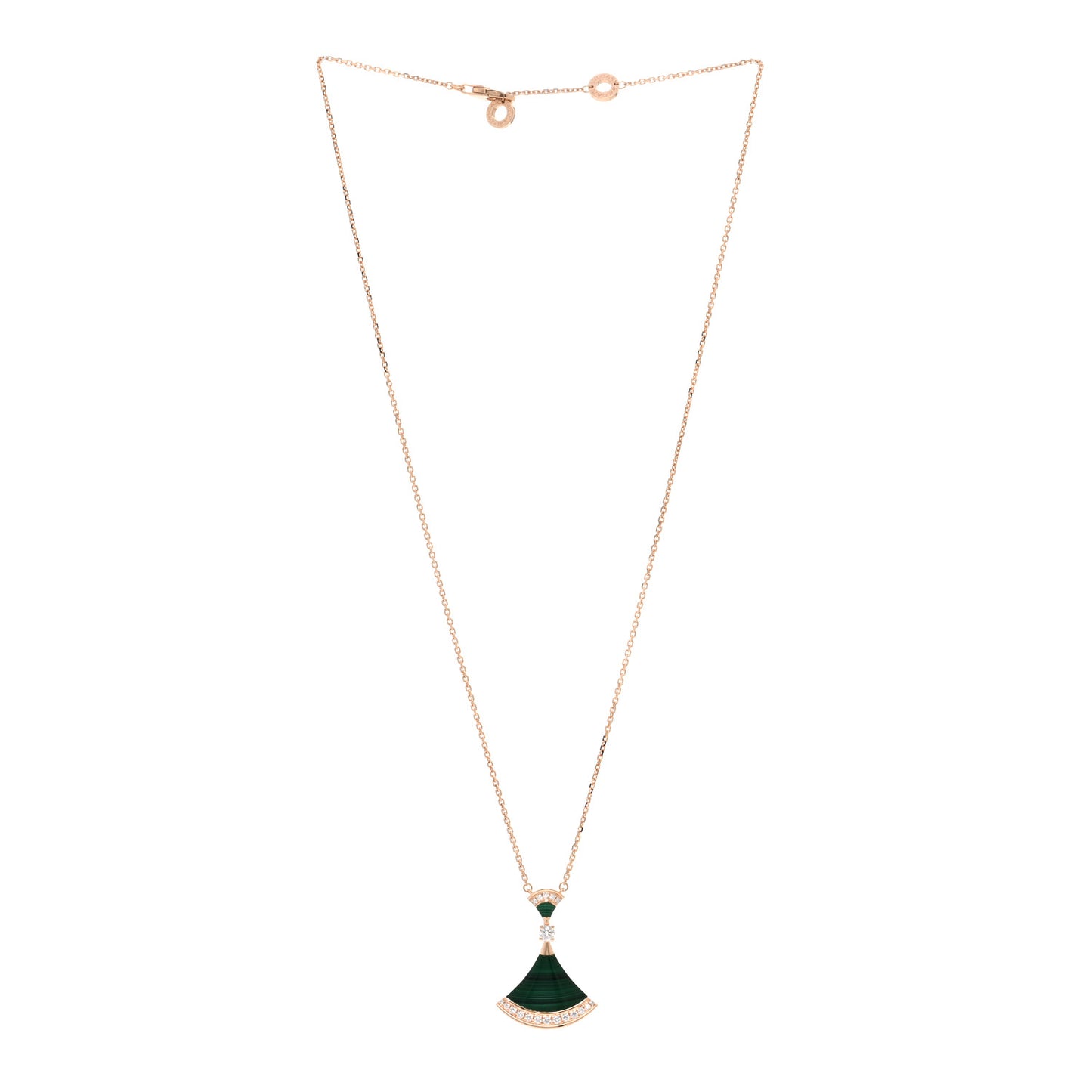 18K Rose Gold Diamond Malachite Divas' Dream Pendant Necklace