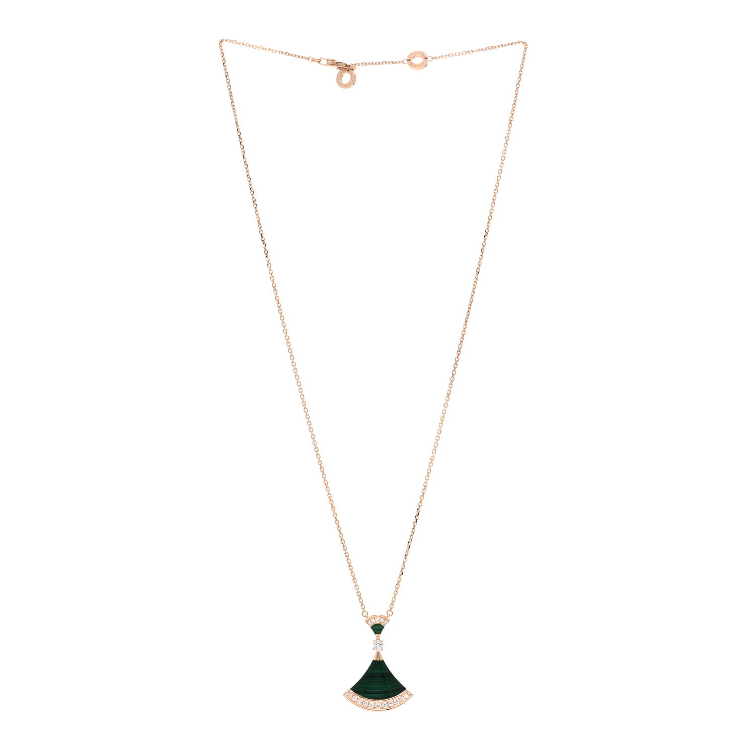 Bulgari 18K Rose Gold Diamond Malachite Divas' Dream Pendant Necklace 3 of 5