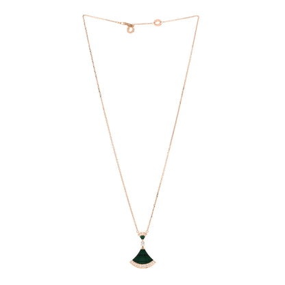 Bulgari 18K Rose Gold Diamond Malachite Divas' Dream Pendant Necklace 3 of 5
