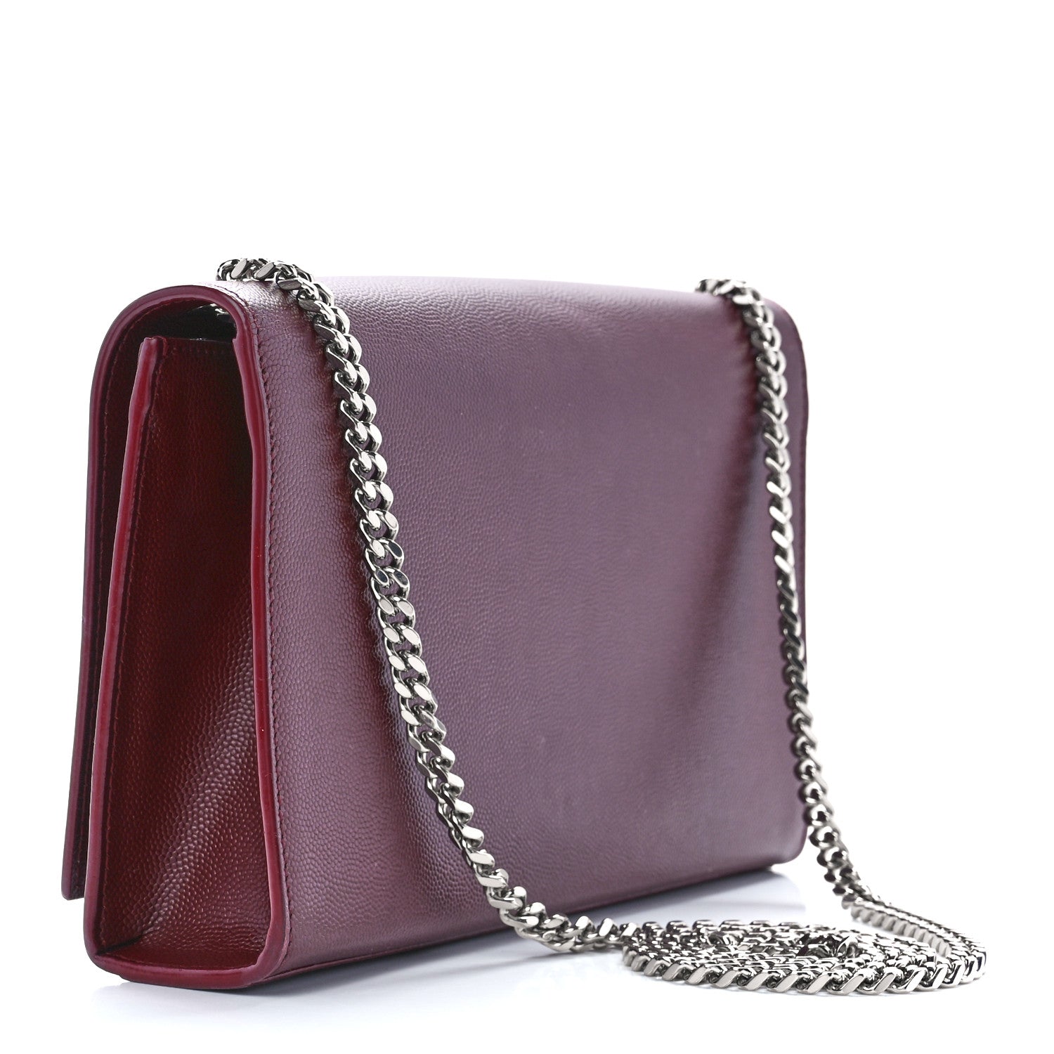 Saint Laurent Grain De Poudre Medium Monogram Kate Satchel Dark Red 3 of 12