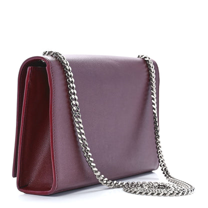 Saint Laurent Grain De Poudre Medium Monogram Kate Satchel Dark Red 3 of 12