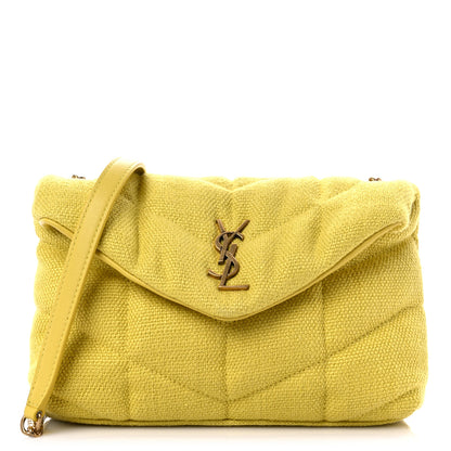 Saint Laurent Canvas Quilted Toy Loulou Puffer Monogram Chain Satchel Jaune Citron 1 of 9