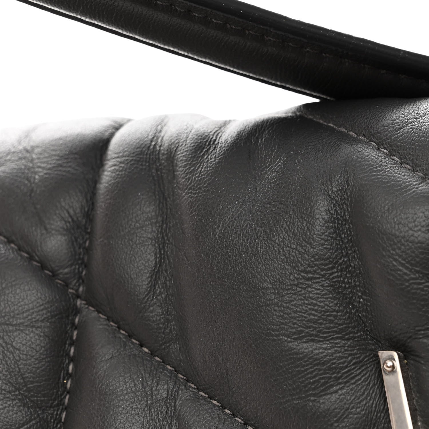 Saint Laurent Lambskin Quilted Small Loulou Puffer Monogram Chain Satchel Concrete 14 of 16